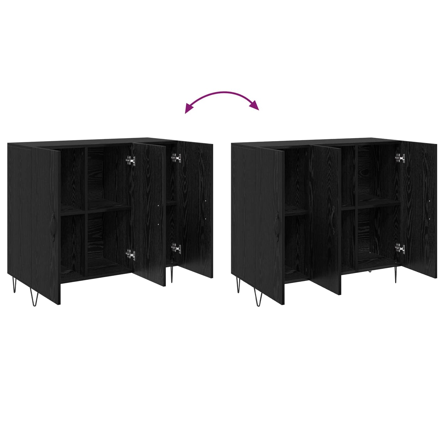 vidaXL Sideboard Black Oak 90 x 32.5 x 80 cm Engineered Wood