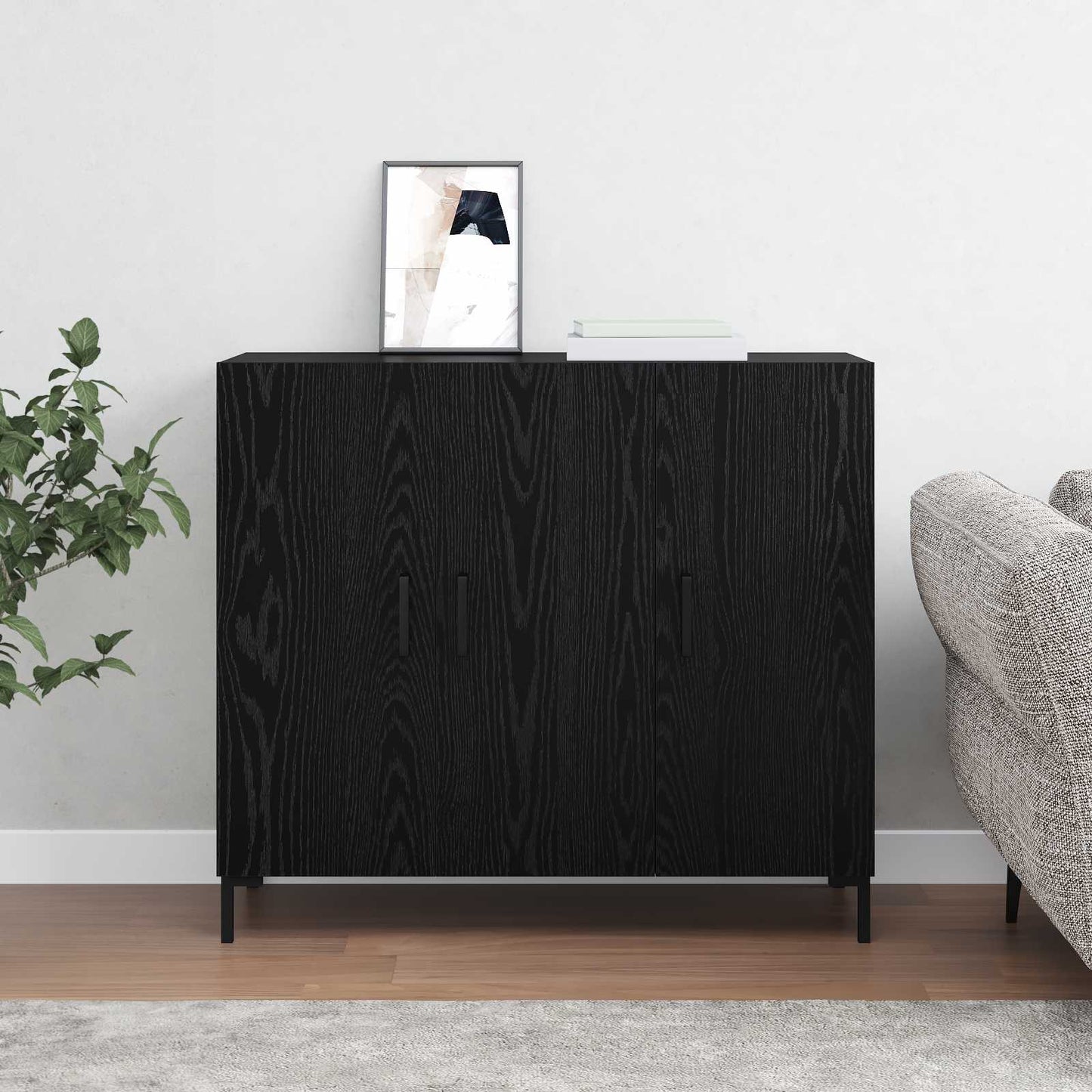 vidaXL Sideboard Black Oak 90 x 34 x 80 cm Engineered Wood