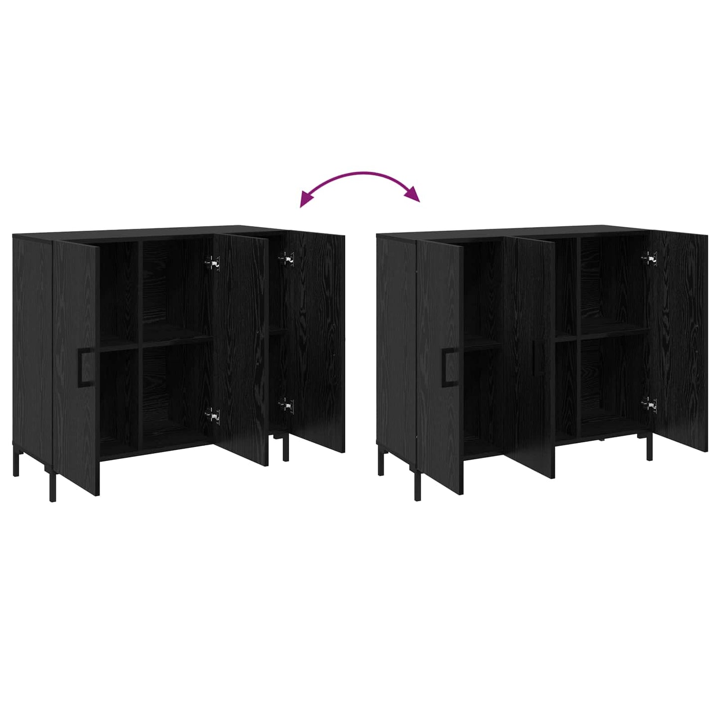 vidaXL Sideboard Black Oak 90 x 34 x 80 cm Engineered Wood