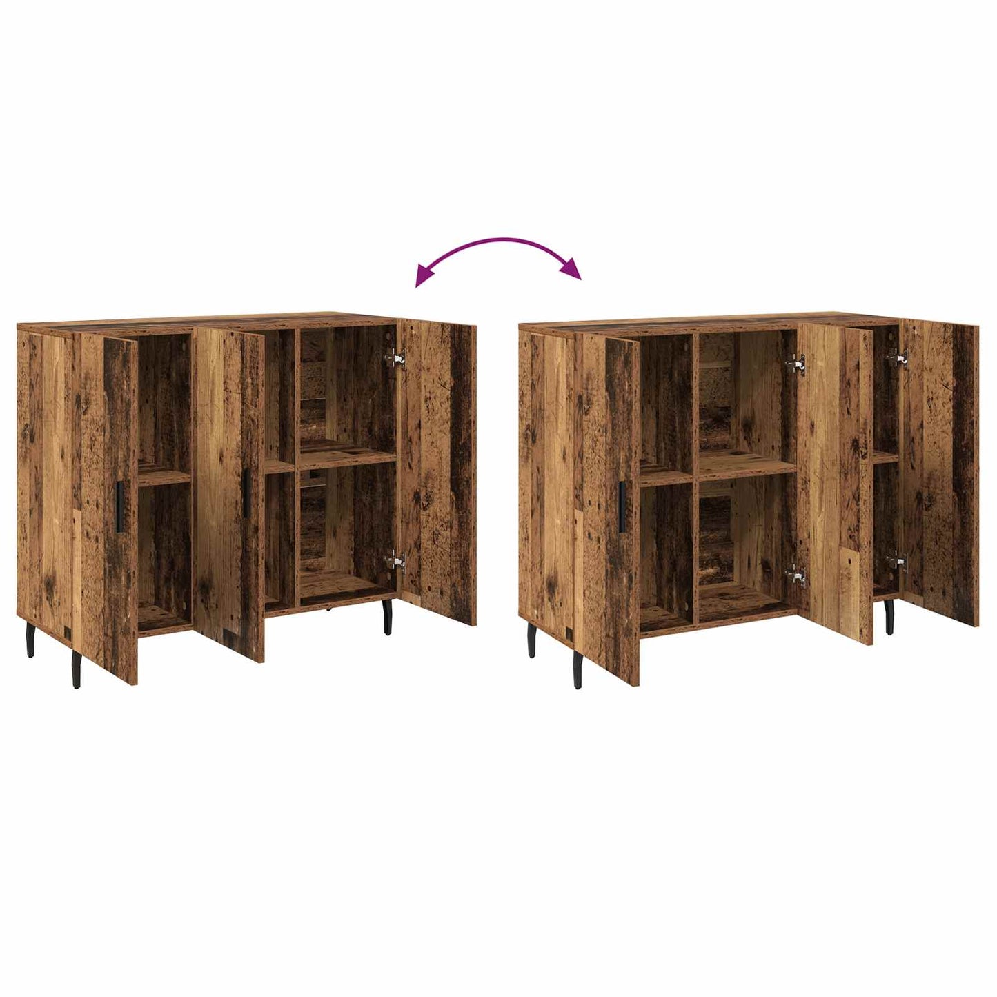 vidaXL Sideboard Old Wood 90 x 34 x 80 cm Engineered Wood