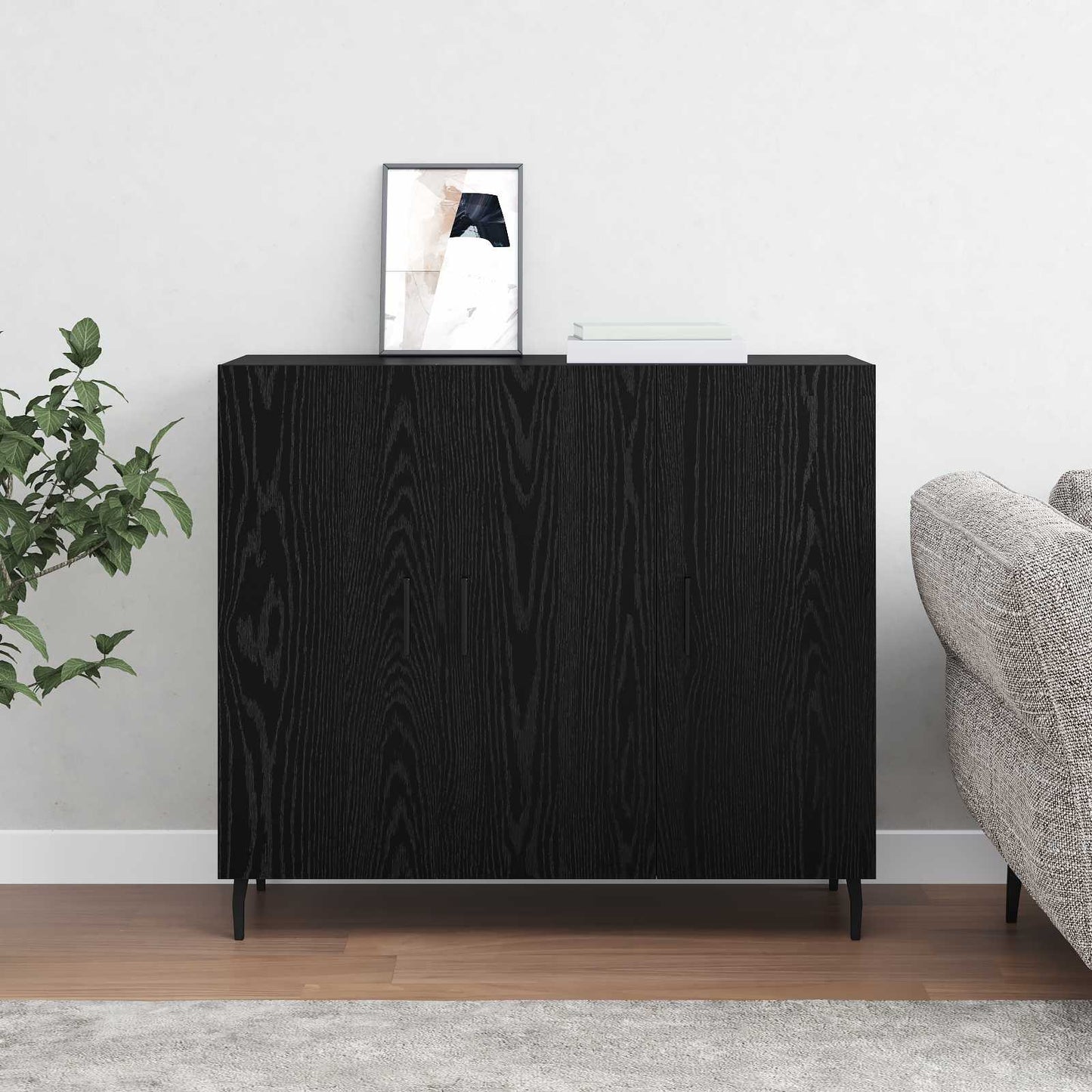 vidaXL Sideboard Black Oak 90 x 34 x 80 cm Engineered Wood