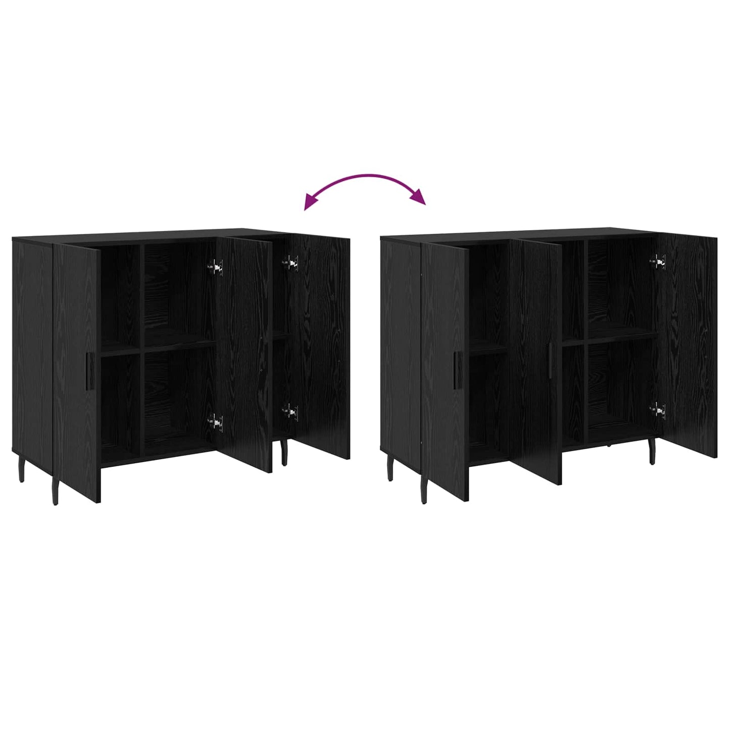 vidaXL Sideboard Black Oak 90 x 34 x 80 cm Engineered Wood