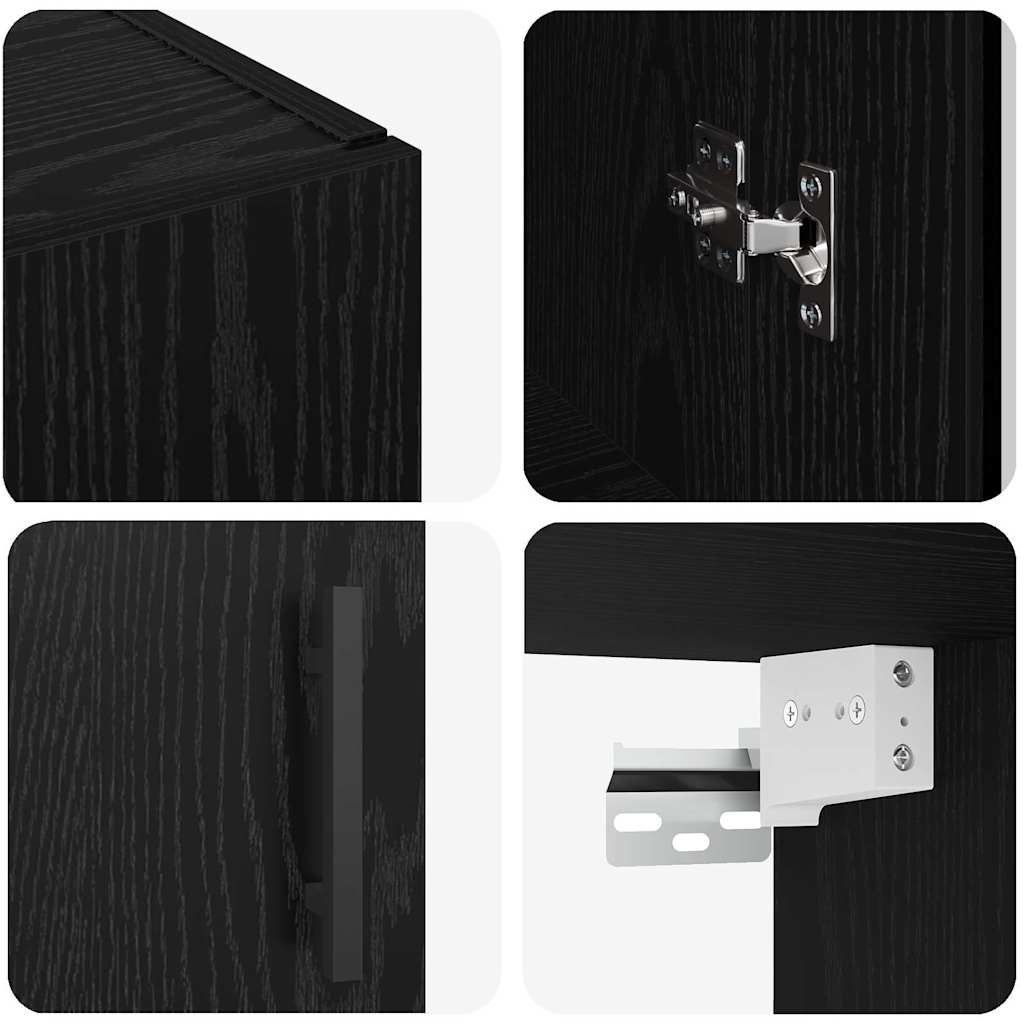 vidaXL Wall Mounted Cabinet Wall-mounted Black oak 69.5 x 34 x 90 cm
