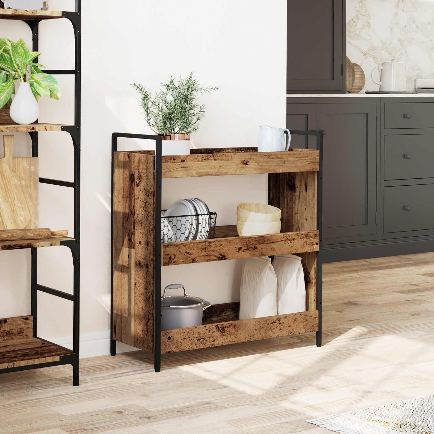 vidaXL Kitchen Trolley Old Wood 70 x 30 x 82 cm Engineered Wood