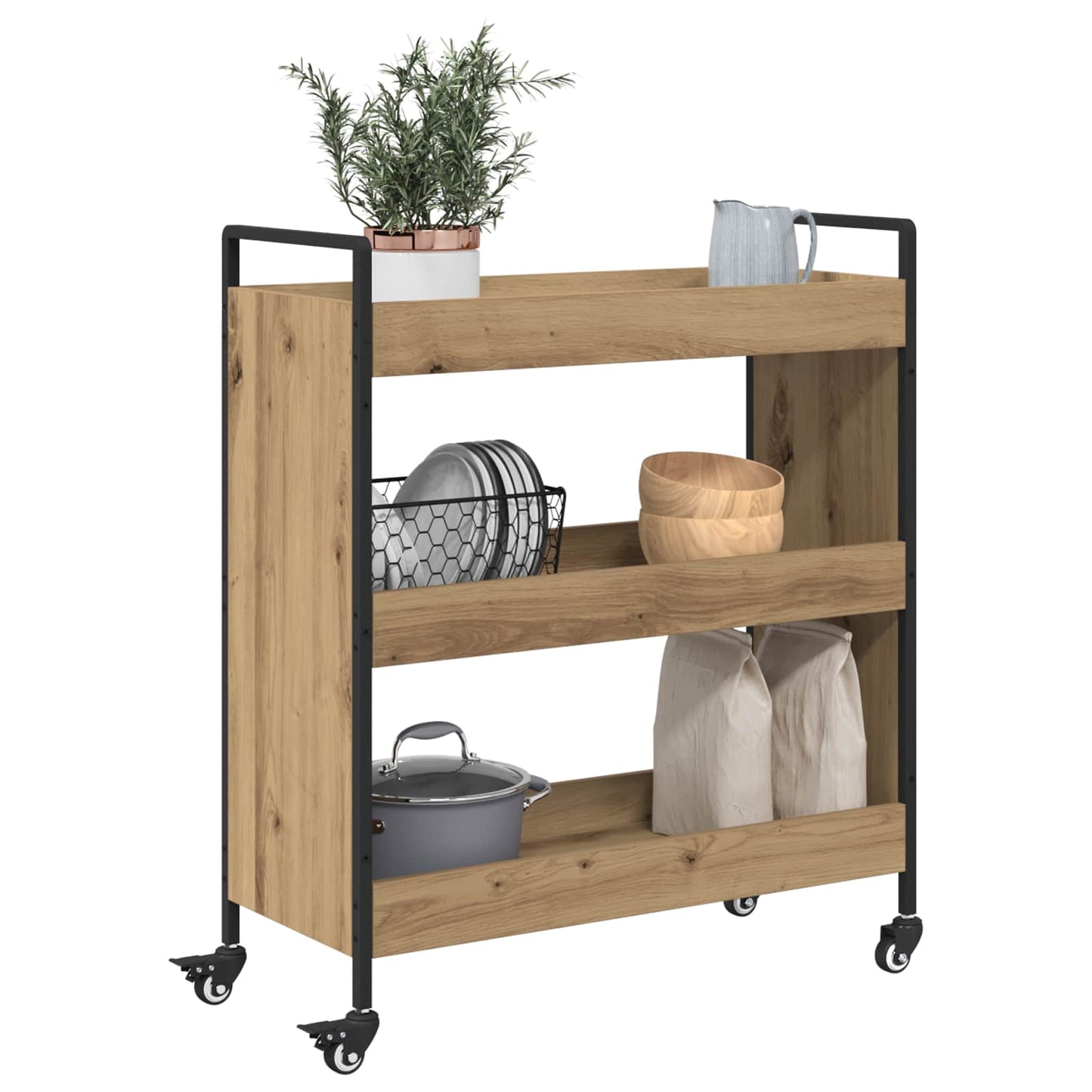 vidaXL Kitchen Trolley Artisan Oak 70 x 30 x 82 cm Engineered Wood