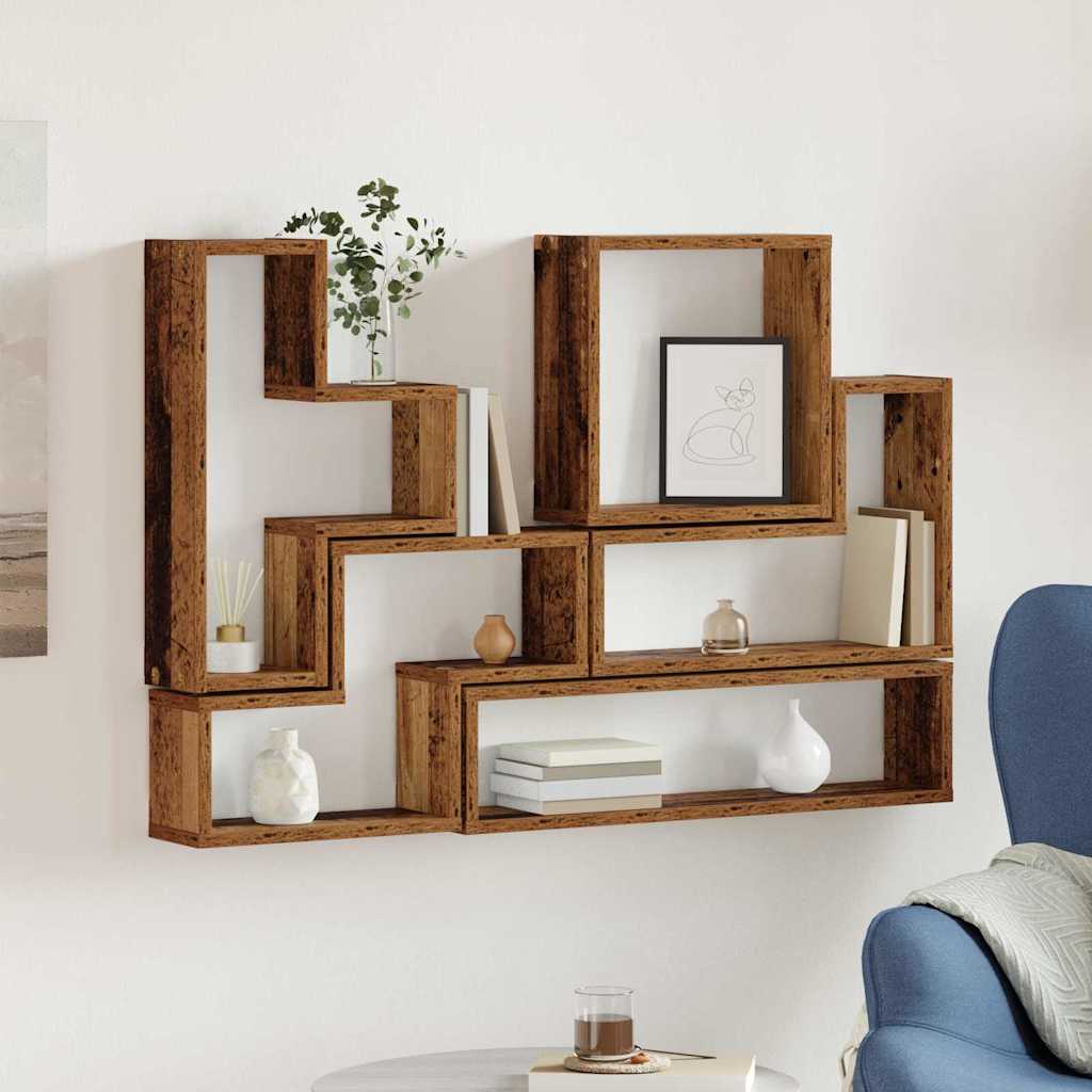 vidaXL Wall Shelf Wall-Mounted Old Wood 96 x 12 x 64 cm