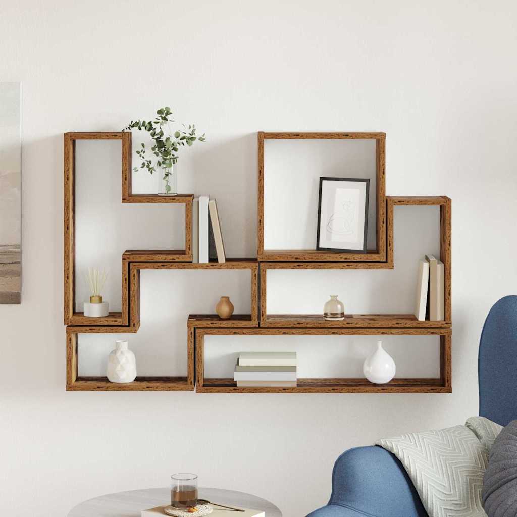 vidaXL Wall Shelf Wall-Mounted Old Wood 96 x 12 x 64 cm