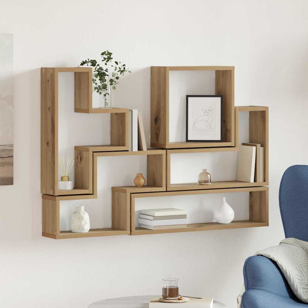 vidaXL Wall Shelf Wall-Mounted Artisan Oak 96 x 12 x 64 cm