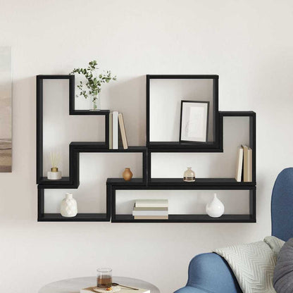 vidaXL Wall Shelf Wall-mounted with Storage Black Oak 96 x 12 x 64 cm