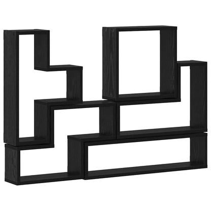 vidaXL Wall Shelf Wall-mounted with Storage Black Oak 96 x 12 x 64 cm
