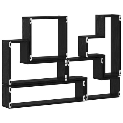 vidaXL Wall Shelf Wall-mounted with Storage Black Oak 96 x 12 x 64 cm