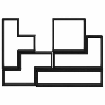 vidaXL Wall Shelf Wall-mounted with Storage Black Oak 96 x 12 x 64 cm