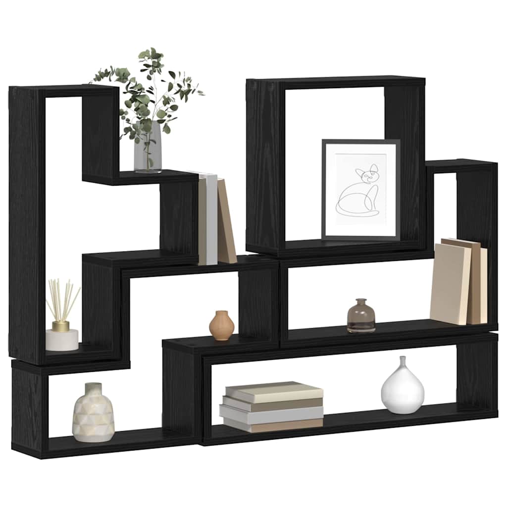vidaXL Wall Shelf Wall-mounted with Storage Black Oak 96 x 12 x 64 cm