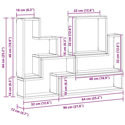 vidaXL Wall Shelf Wall-mounted with Storage Black Oak 96 x 12 x 64 cm