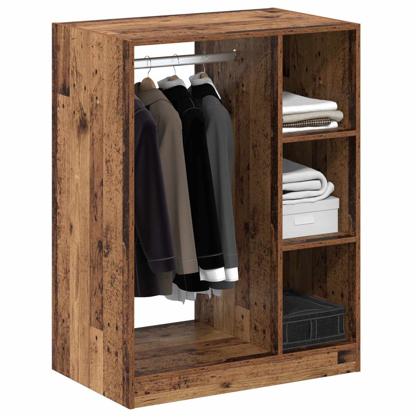 vidaXL Wardrobe with Shelf with Storage Old Wood 77 x 48 x 102 cm