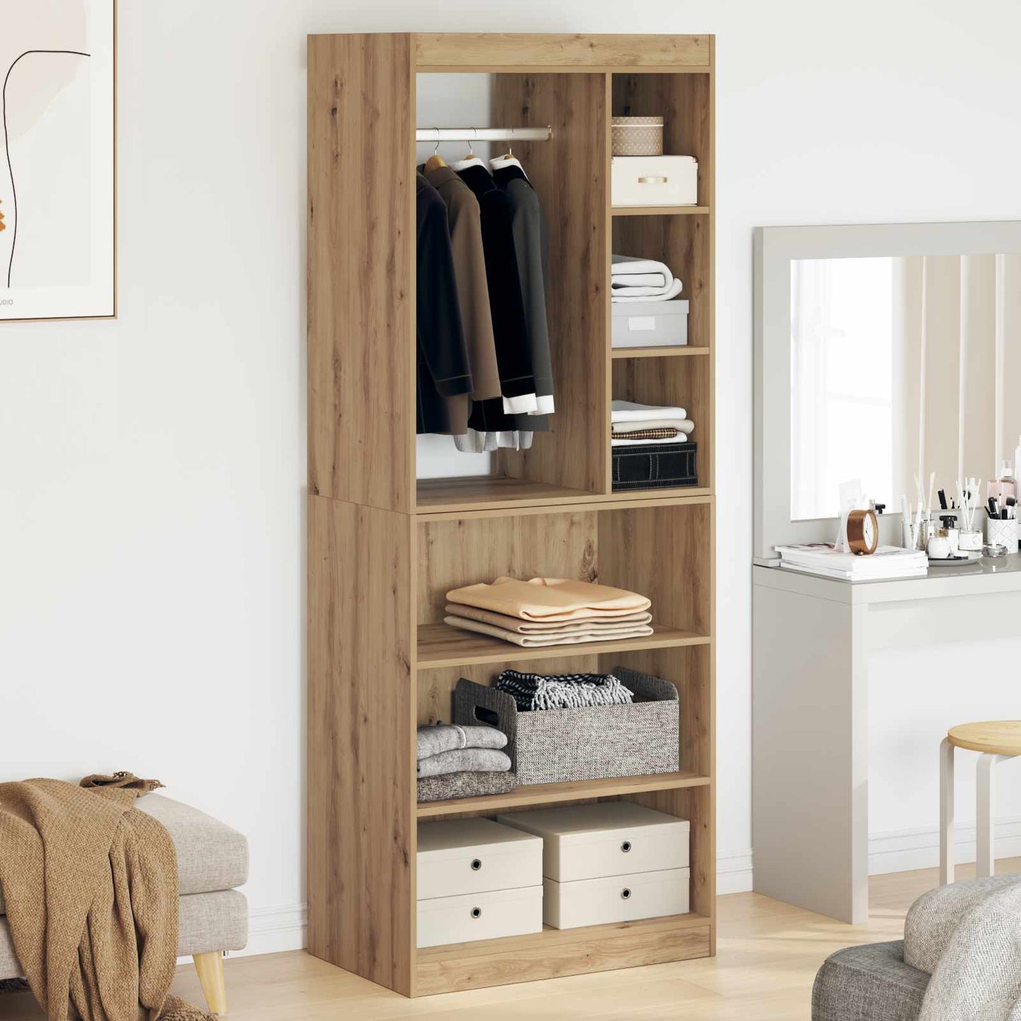 vidaXL Wardrobe Artisan Oak 77 x 48 x 102 cm Engineered Wood