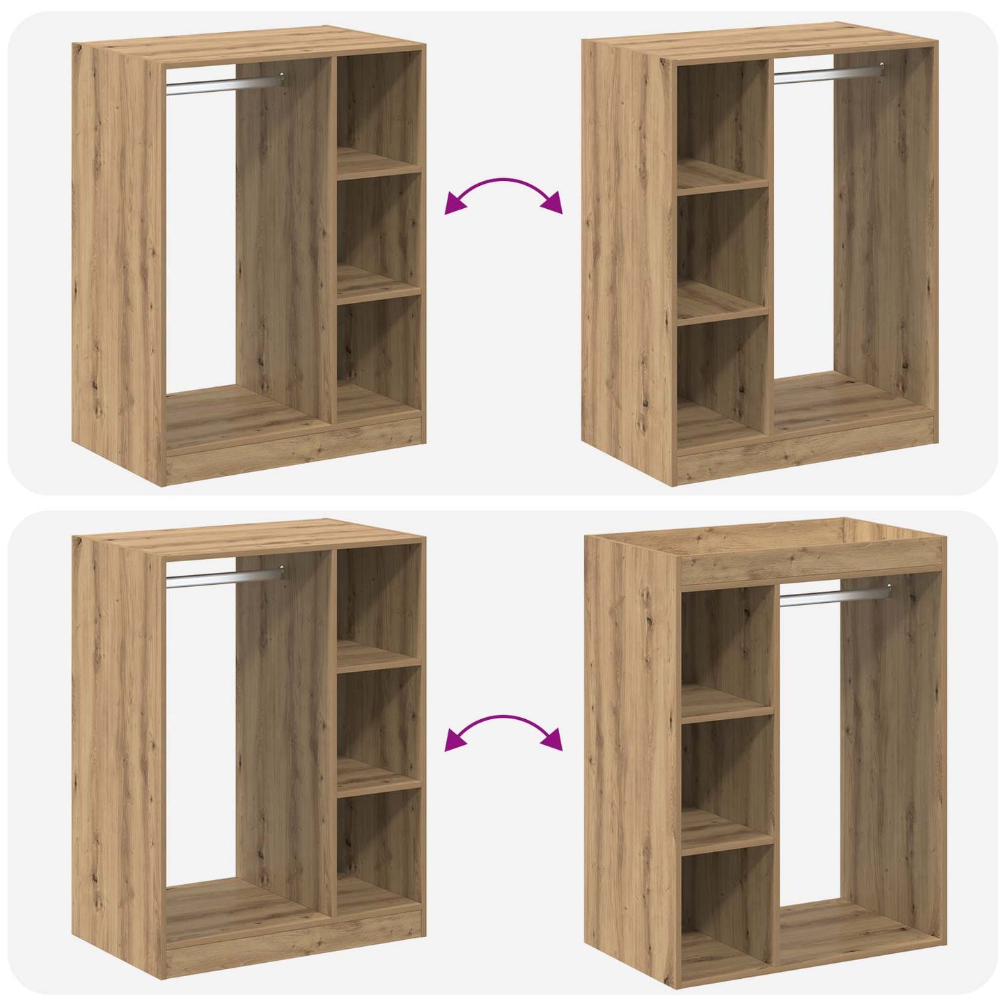 vidaXL Wardrobe Artisan Oak 77 x 48 x 102 cm Engineered Wood