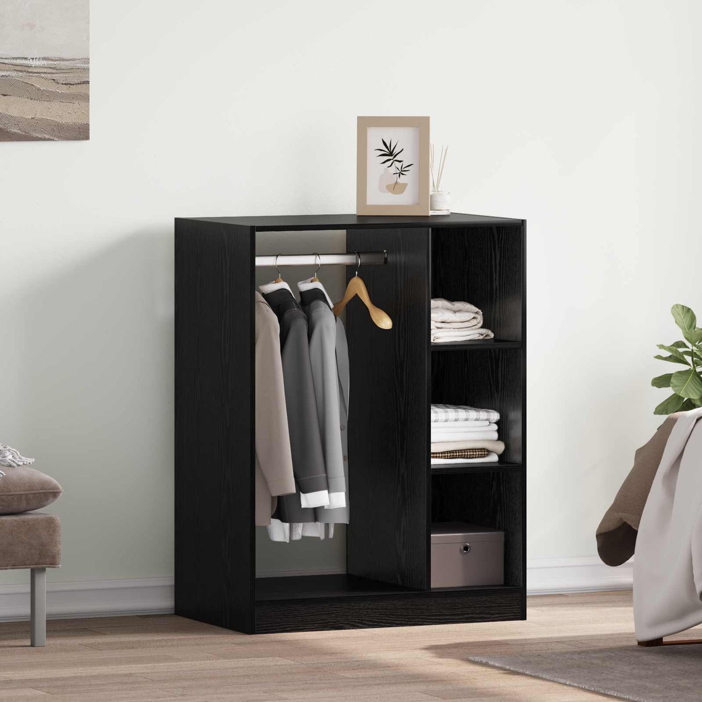 vidaXL Wardrobe Black Oak 77 x 48 x 102 cm Engineered Wood