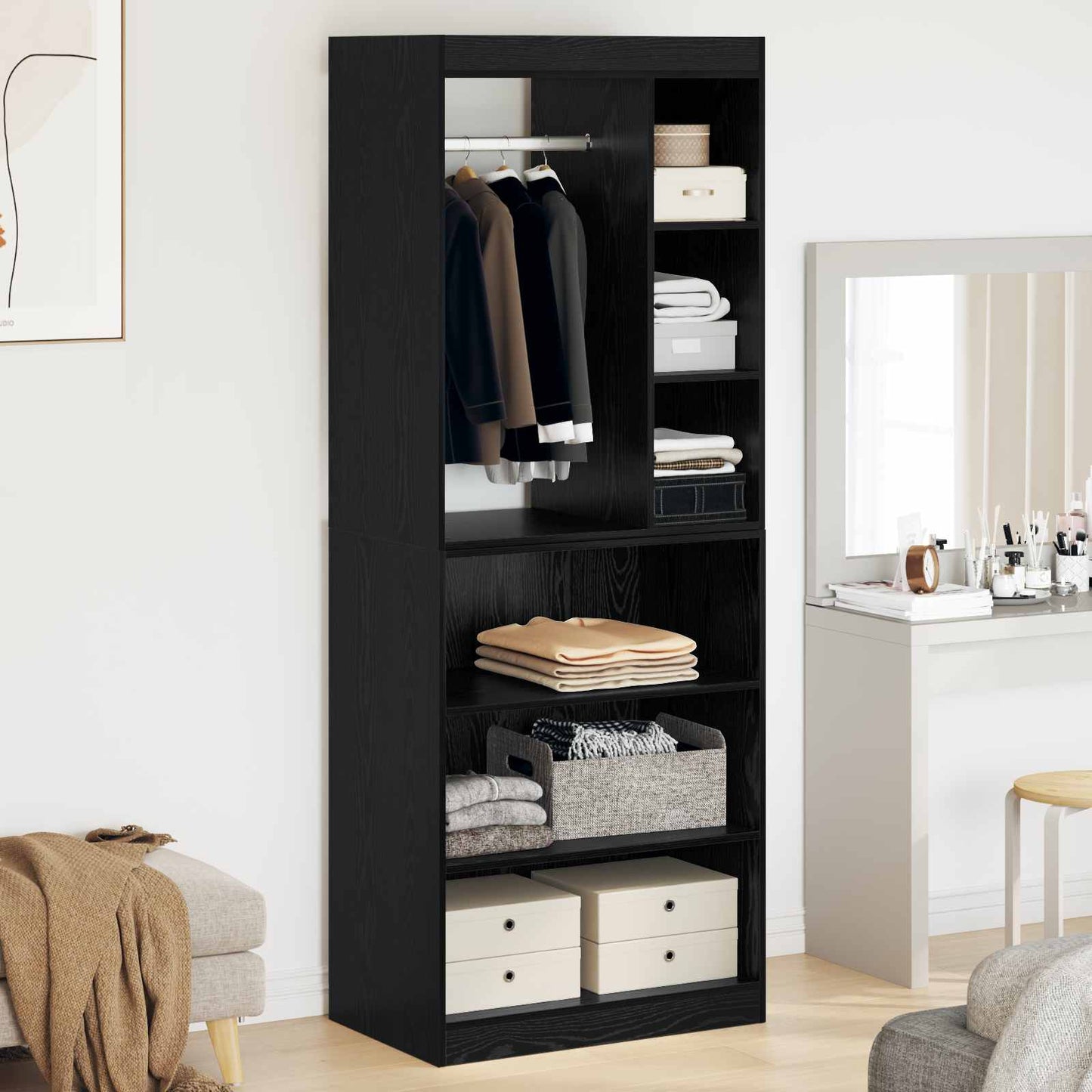 vidaXL Wardrobe Black Oak 77 x 48 x 102 cm Engineered Wood