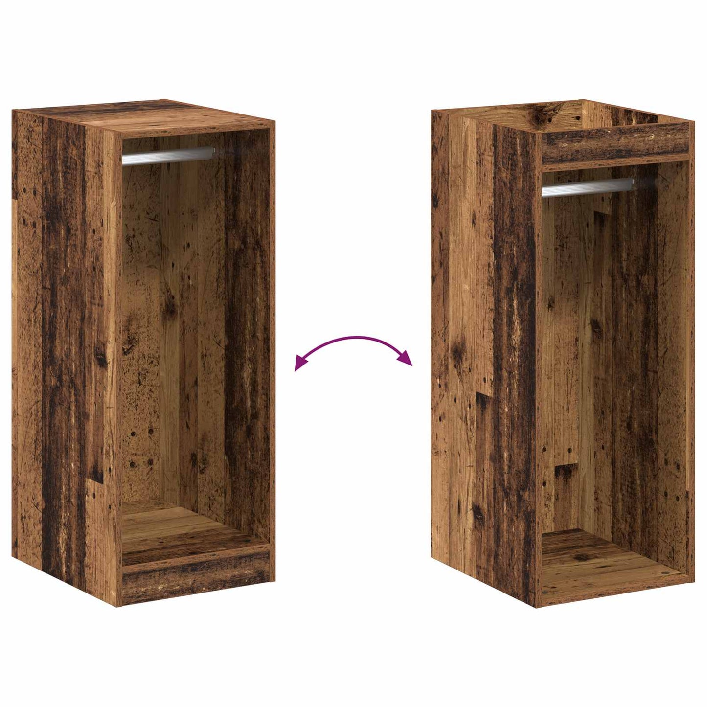 vidaXL Wardrobe with Shelf with Storage Old Wood 41 x 48 x 102 cm