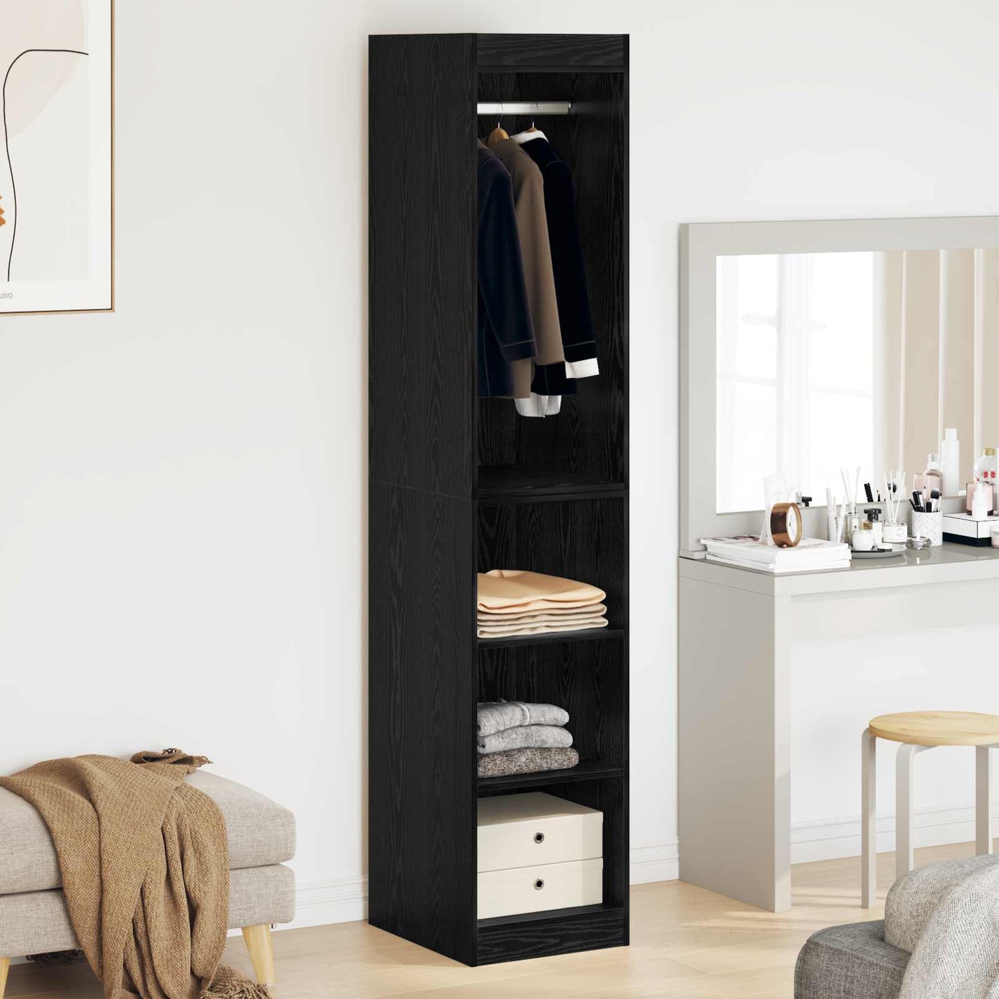 vidaXL Wardrobe Black Oak 41 x 48 x 102 cm Engineered Wood