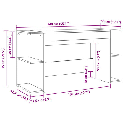 vidaXL Desk with Shelf Artisan oak 140 x 50 x 75 cm Engineered wood