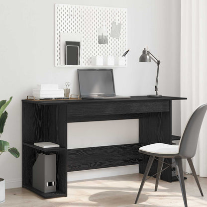 vidaXL Desk with Shelf Black oak 140 x 50 x 75 cm Engineered wood