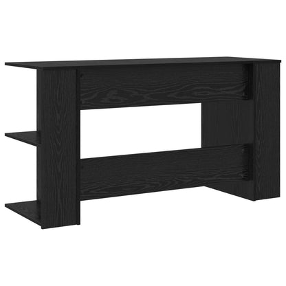 vidaXL Desk with Shelf Black oak 140 x 50 x 75 cm Engineered wood