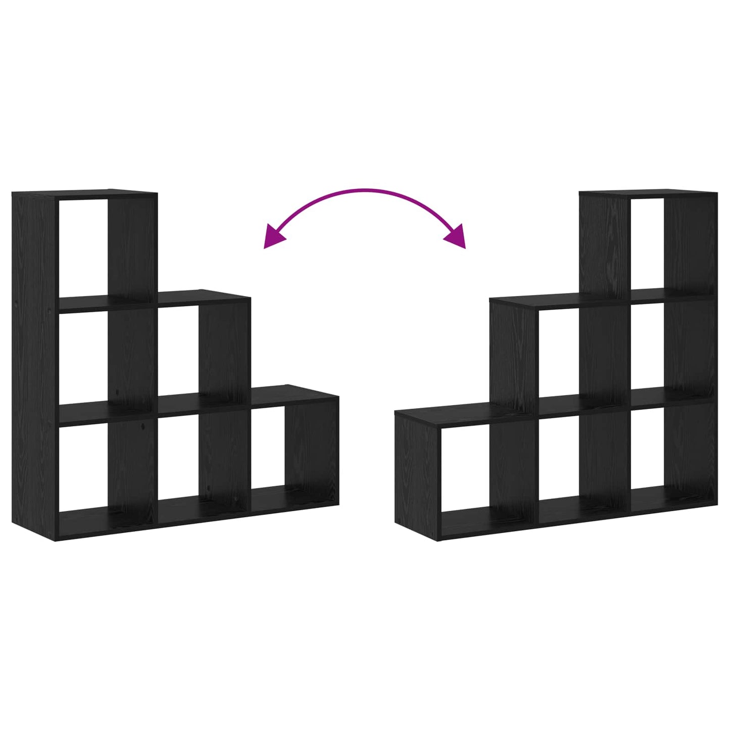 vidaXL Room Divider Bookcase Black Oak 99 x 29 x 99 cm Engineered Wood