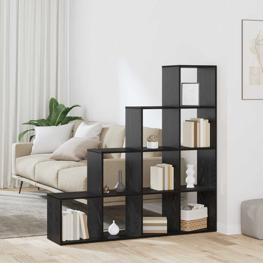 vidaXL Room Divider Bookcase 10-Tier 131.5 x 29 x 131.5 cm Black Oak