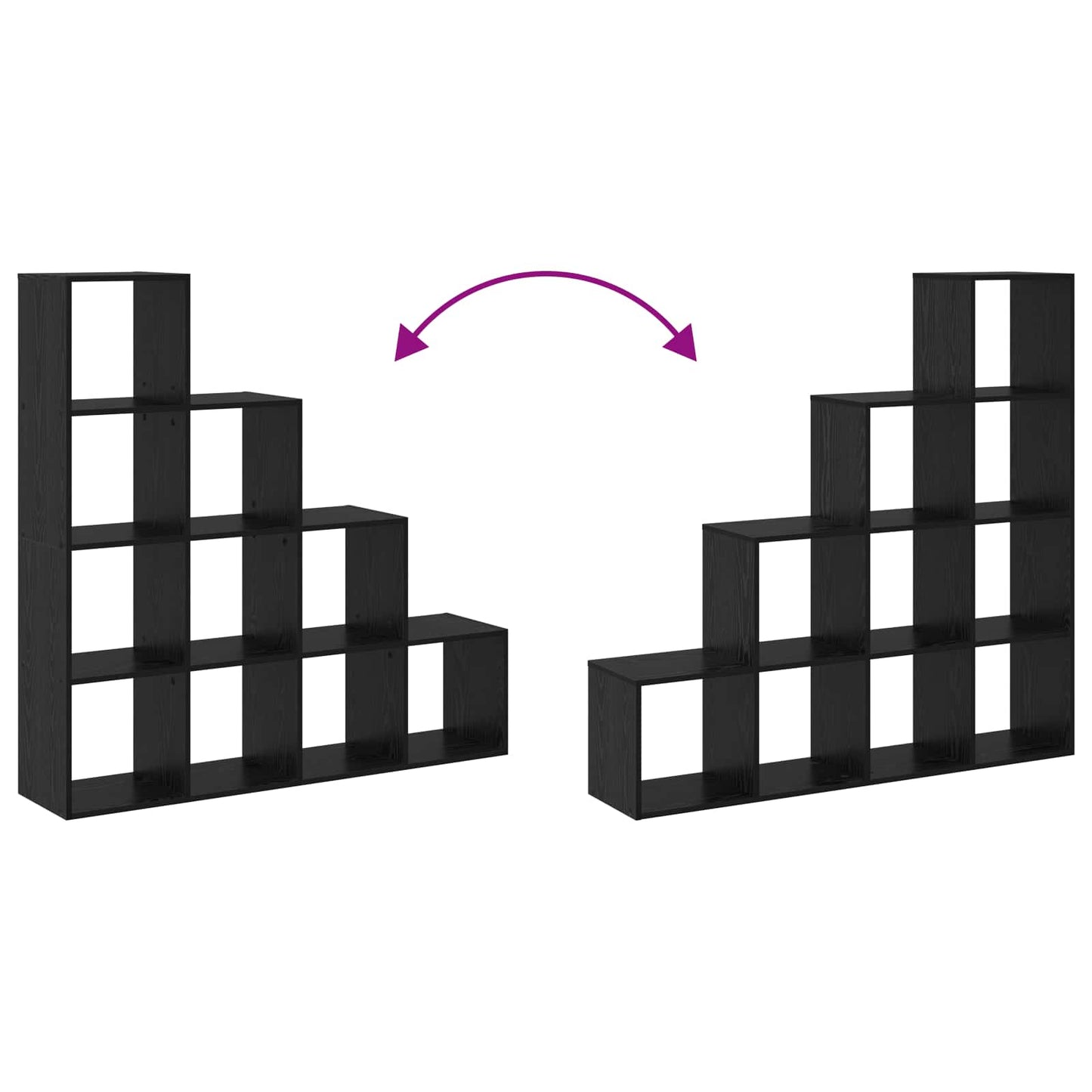 vidaXL Room Divider Bookcase 10-Tier 131.5 x 29 x 131.5 cm Black Oak