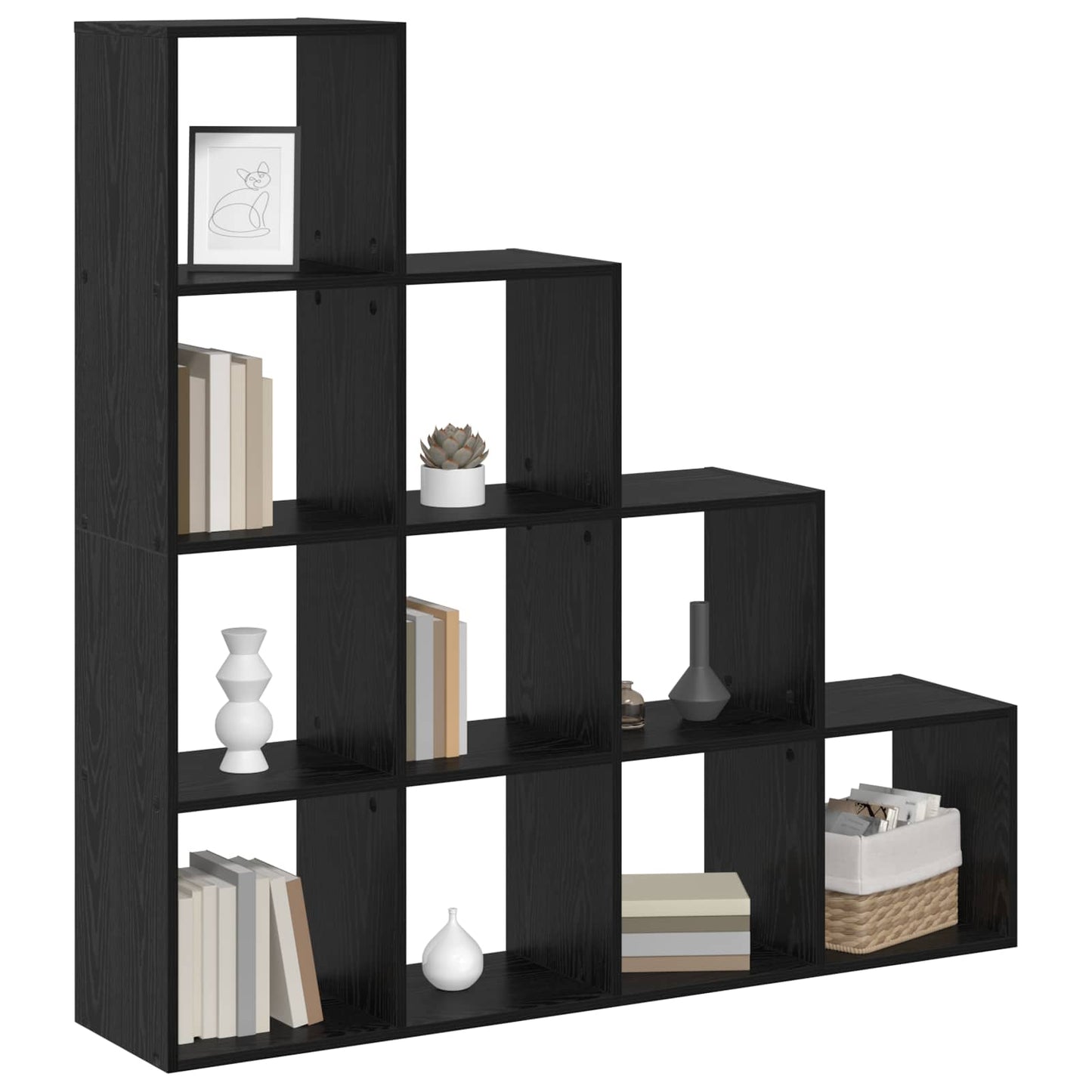 vidaXL Room Divider Bookcase 10-Tier 131.5 x 29 x 131.5 cm Black Oak
