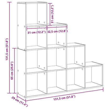 vidaXL Room Divider Bookcase 10-Tier 131.5 x 29 x 131.5 cm Black Oak