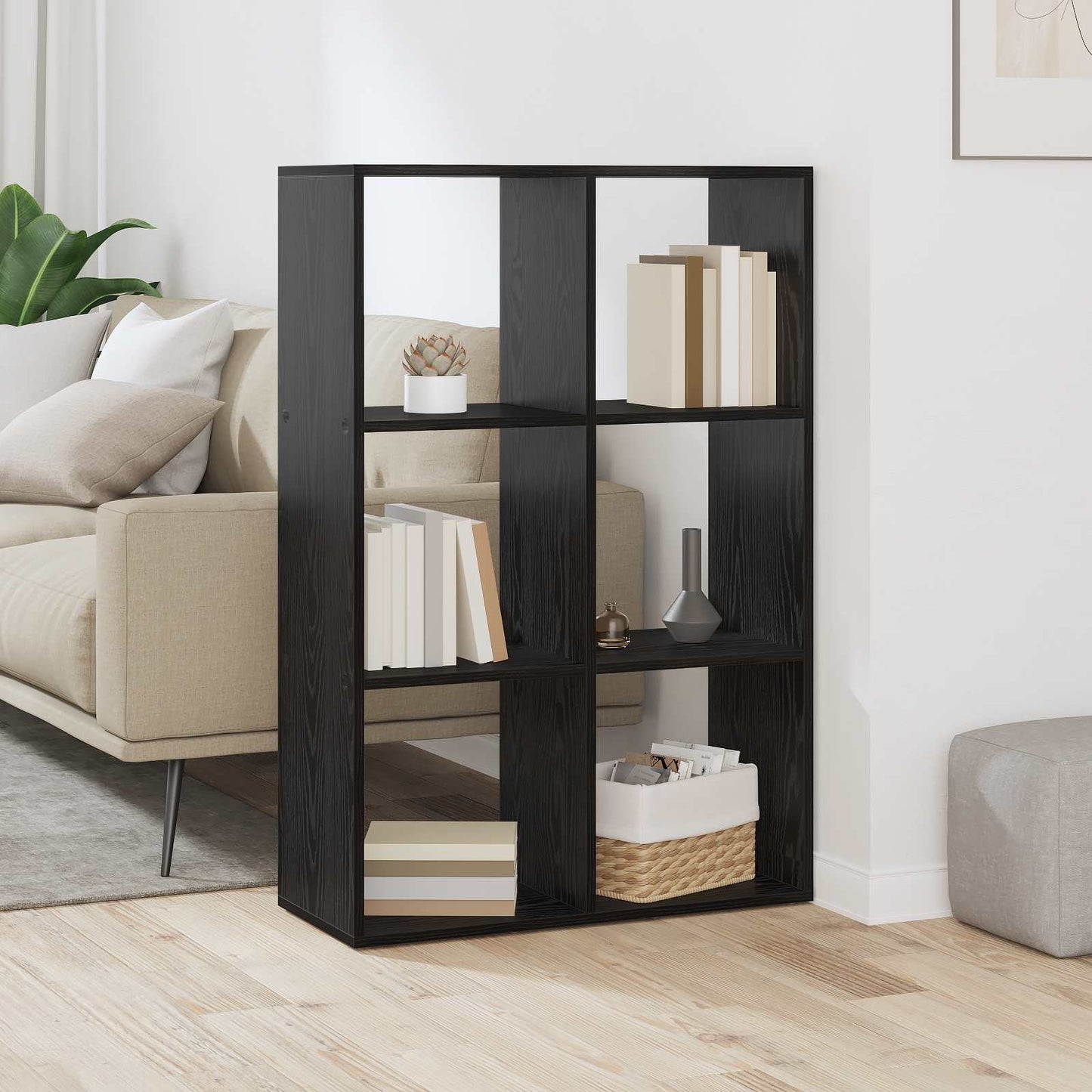 vidaXL Book Cabinet 6-Tier 69.5 x 29 x 103.5 cm Engineered Wood