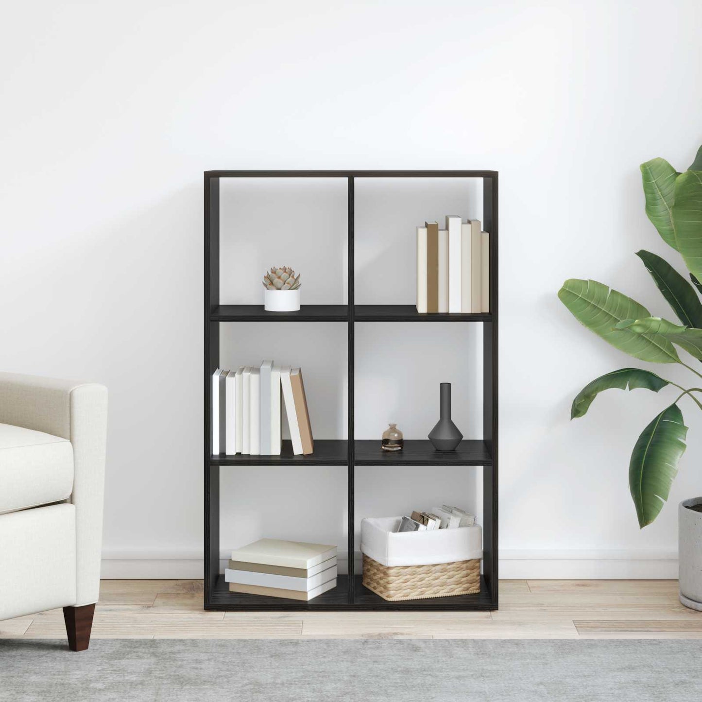 vidaXL Book Cabinet 6-Tier 69.5 x 29 x 103.5 cm Engineered Wood