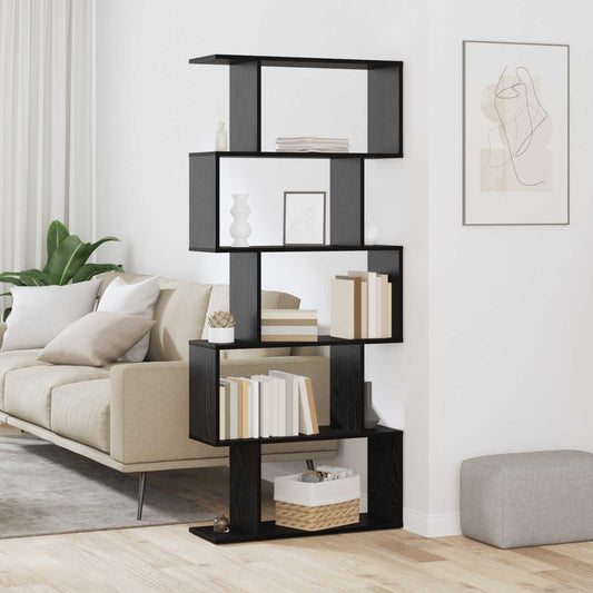 vidaXL Book Cabinet 5-Tier 70 x 24 x 161 cm Engineered Wood Black Oak