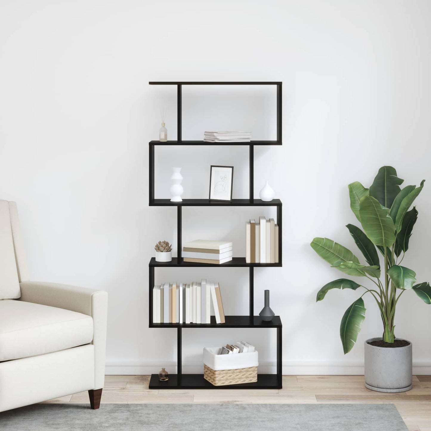 vidaXL Book Cabinet Black Oak 70 x 24 x 161 cm Engineered Wood