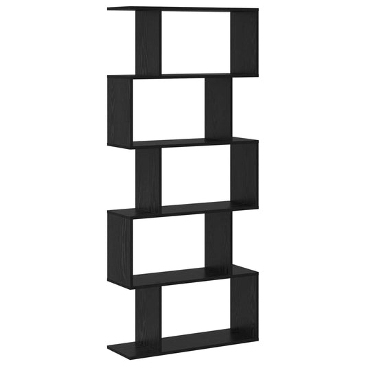 vidaXL Book Cabinet 5-Tier 70 x 24 x 161 cm Engineered Wood Black Oak