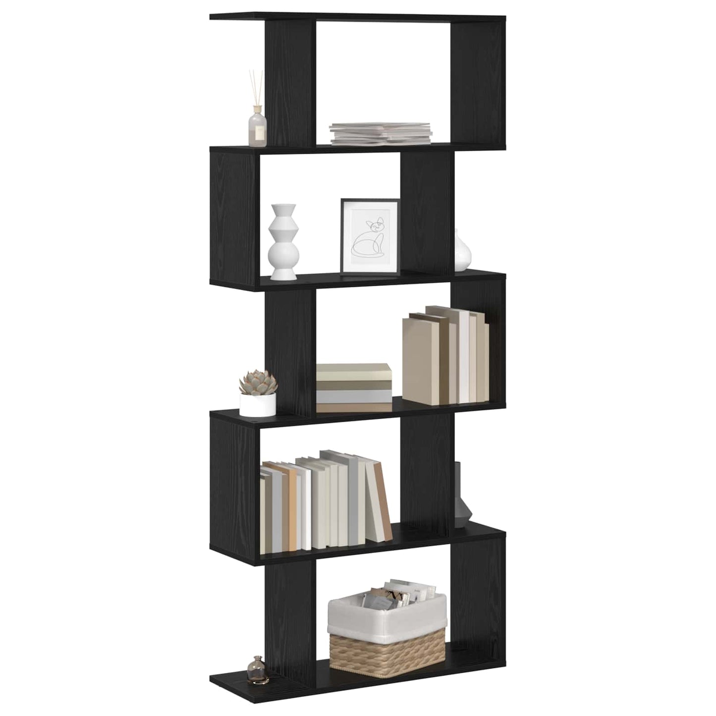vidaXL Book Cabinet Black Oak 70 x 24 x 161 cm Engineered Wood