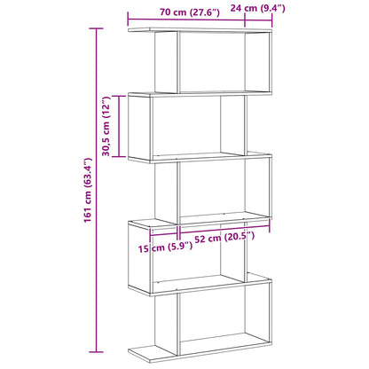 vidaXL Book Cabinet Black Oak 70 x 24 x 161 cm Engineered Wood