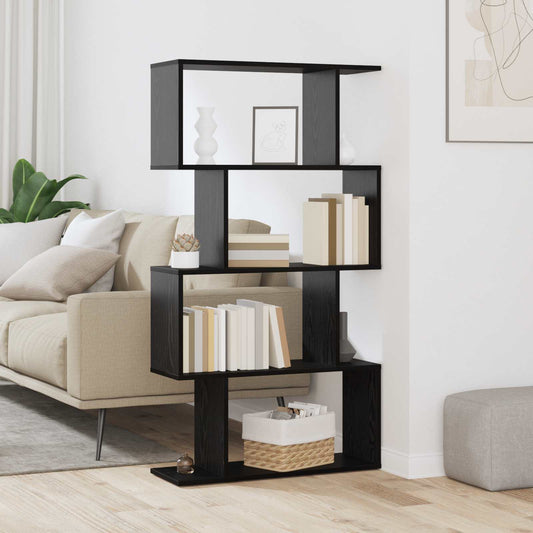 vidaXL Book Cabinet 4-Tier 70 x 24 x 129 cm Engineered Wood Black Oak