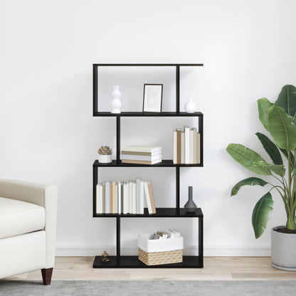 vidaXL Book Cabinet 4-Tier 70 x 24 x 129 cm Engineered Wood Black Oak