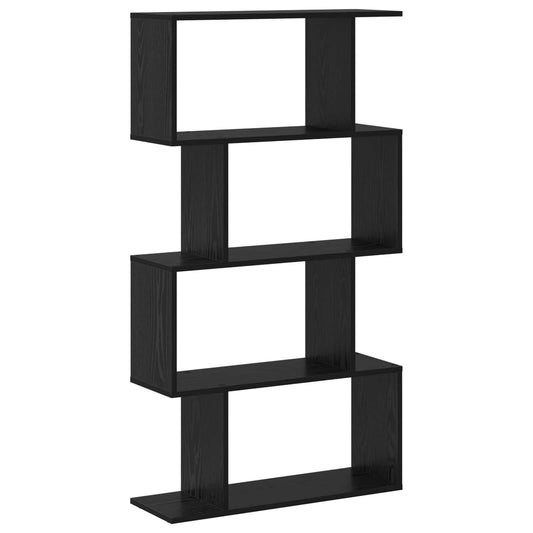 vidaXL Book Cabinet 4-Tier 70 x 24 x 129 cm Engineered Wood Black Oak