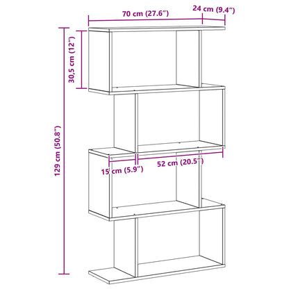 vidaXL Book Cabinet Black Oak 70 x 24 x 129 cm Engineered Wood