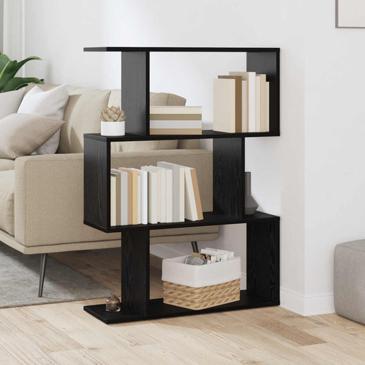 vidaXL Book Cabinet 3-Tier 70 x 24 x 97 cm Engineered Wood Black Oak