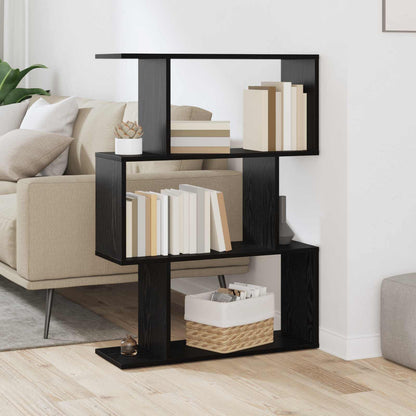 vidaXL Book Cabinet 3-Tier 70 x 24 x 97 cm Engineered Wood Black Oak