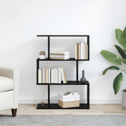 vidaXL Book Cabinet 3-Tier 70 x 24 x 97 cm Engineered Wood Black Oak