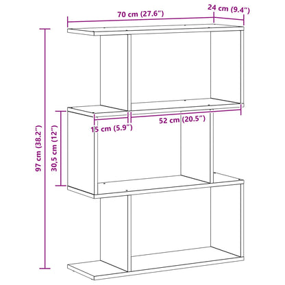 vidaXL Book Cabinet 3-Tier 70 x 24 x 97 cm Engineered Wood Black Oak