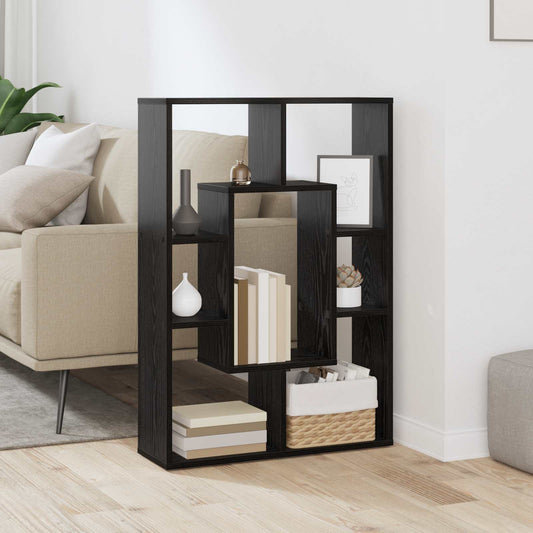 vidaXL Book Cabinet 7-Tier 63 x 20 x 90 cm Engineered Wood Black Oak