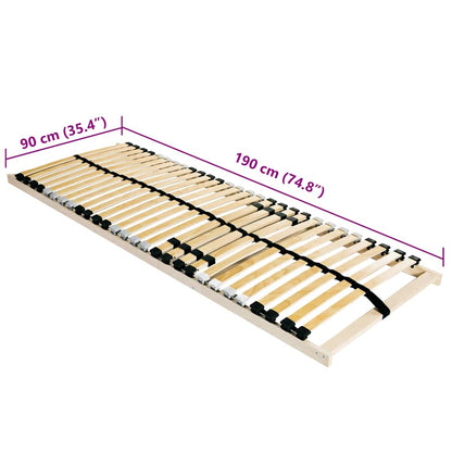 vidaXL Slatted Bed Base Brown 90 x 190 cm Solid Beech Wood